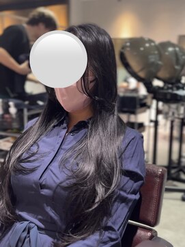 ロングレイヤー/ダークグレージュ/髪質改善カラー/艶髪