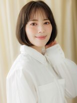 カバーヘア 上尾西口店(COVER HAIR)&nbsp;シースルーバング艶髪ダークアッシュ丸みボブbs上尾20代30代40代