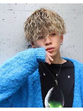 ネイビー(NAVY) 波巻きパーマハイライトツイストスパイラルマッシュスパイラル