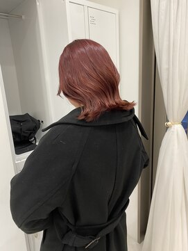 暖色カラー/ブリーチなしダブルカラー/チェリーレッド