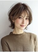 ◇大人可愛い20代30代40代50代前下がりショートボブ丸みショート