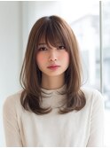 ハッシュカット/バーガンディ/ミディアムレイヤー/韓国ヘア