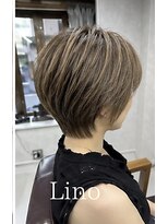 髪質改善Lino hair/縮毛矯正/白髪ぼかし/ハイライト/メンズカット【リノヘア】 白髪ぼかしハイライト×ショートレイヤー/くすみベージュ