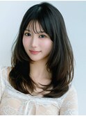 《Agu hair》暗髪セミロング×レイヤーカット×シースルー