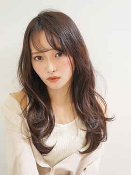 ジーナ 福岡天神(Zina) セシルカットフリンジウェーブx大人かわいい前髪ココアブラウン