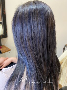 マニャーナ Manana 美容室 ハイライトを生かしたブルー