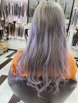 美容室 ハッピー&nbsp;ペールラベンダーもベビーシールエクステでカンタンロング