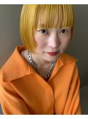 顔まわりレイヤーボブ*レモンイエローカラー