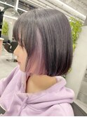 顔周りカット/ぱつっとボブ/インナーカラー/ラベンダー