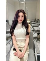 ラル 立川(lar)&nbsp;天使の赤紫_美髪ピンクブラウン切りっぱなしボブエアリーロング