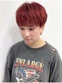 ツーブロックマッシュ ベリーショート ピクシーカット レッド 赤