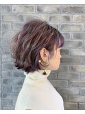 ゆるふわ耳掛けピンククリアボブ