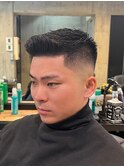 1528黒髪アッシュブラックツーブロック刈り上げ短髪ショート