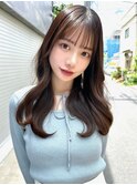 20代30代40代◎前髪パーマ韓国風巻きくすみベージュお団子ヘア