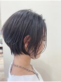 ホワイトグレージュミニウルフデジタルパーマチェリーブラウン