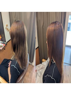 ヘアーアンドチャット リンク 三軒茶屋店(hair&chat LINK) セミロング髪質改善酸性縮毛矯正前上がりレイヤー