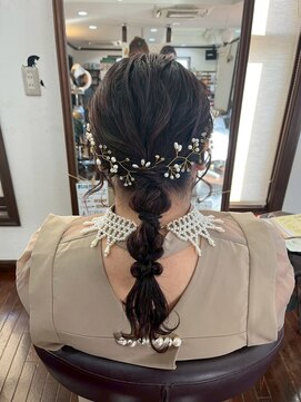 美容室 メザミー MESAMIES ルーズフィッシュボーン 結婚式 お呼ばれヘア 二次会ドレス 着物