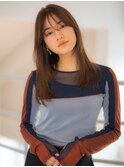 透明感 艶ヌーディーベージュ×シースルーバング