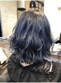 【西野】ネイビーハイライトカラー