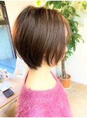 【春おススメ】ピンクオリーブまとまりショートボブ