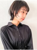 "ミニウルフ 顔まわりウルフ ウルフボブ 黒髪カタログ"