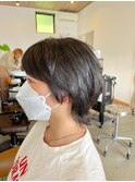 奥行きショート×くすみアッシュグレージュ×ツヤ束感立体感
