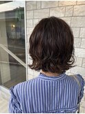 切りっぱなしボブ/ニュアンスパーマ/ベージュカラー/透明感