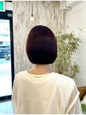 丸みボブ/ミニボブ/ピンクブラウン
