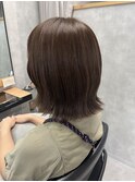 秋カラーマロンブラウン×切りっぱなしボブ