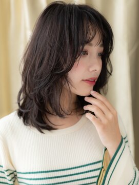 カバーヘア ブリス 川口(COVER HAIR bliss) ウェットヘア黒髪くせ毛風エアリーミディアムA1川口30代40代