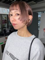 髪と音処 マトペ オン眉ボブ　透明感ベージュカラー