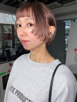 髪と音処 マトペ オン眉ボブ 透明感ベージュカラー