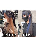 ラル(Lull)&nbsp;インナーカラーネイビー イヤリングカラー/髪質改善/個室美容室
