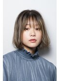 シースルーバング グレージュボブ
