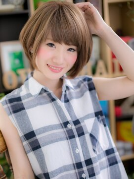 カバーヘア イヴ 戸頭店(COVER HAIR EVE) 透け感ミルクショコレート前下がり耳かけボブc5戸頭20代30代40代