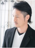 サイドがポイント!ネイビーブラックフェードカットh仙台