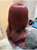 韓国アイドル風ワインレッドカラー/ブリーチなしダブルカラー