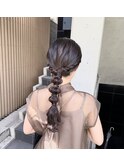 玉ねぎヘアアレンジ/編みおろしヘア/結婚式参列ヘア