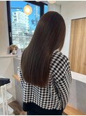 サラツヤロングベージュカラーブリーチしない透明感カラー