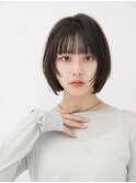 小顔前髪ワンカールレイヤーカット黒髪ネビージュボブルフ 横浜