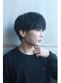 無造作マッシュ黒髪ブルーブラック