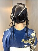 フェミニンロングウェーブミディアム着物ヘア成人式卒業式吉祥寺