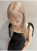 着物ヘア/ダークアッシュ/ミディアムレイヤーカット/栄 