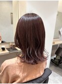 【内山あすか】切りっぱなしミディアム×ピンクカラー