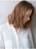スモーキーブラウンドライパーマかきあげボブX北浦和20代30代
