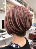 ピンクラベンダーショートボブ