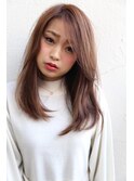 【大人長い前髪】アッシュベージュ×ナチュラルストレート