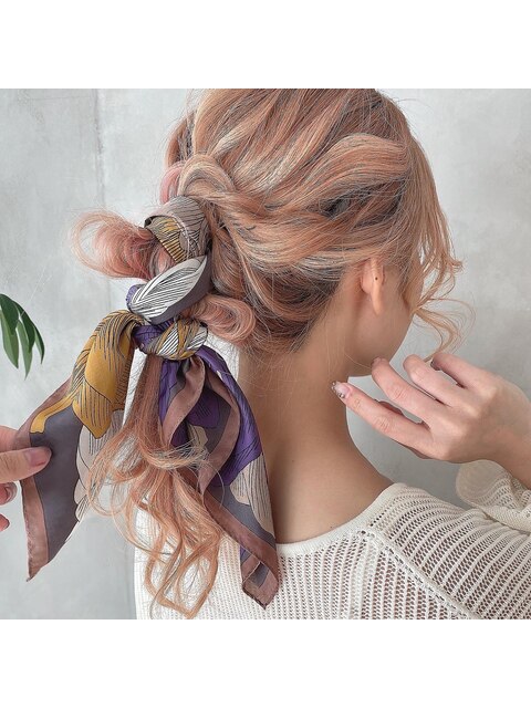 スカーフヘアアレンジ