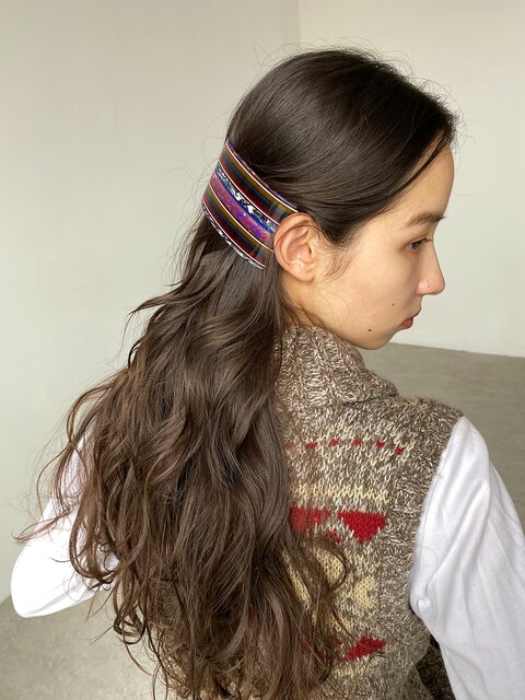 ロングウェーブパーマに簡単アレンジ♪