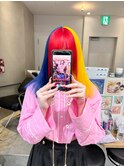 BusterBrosブルーレッドイエローカラーワンホンヘア
